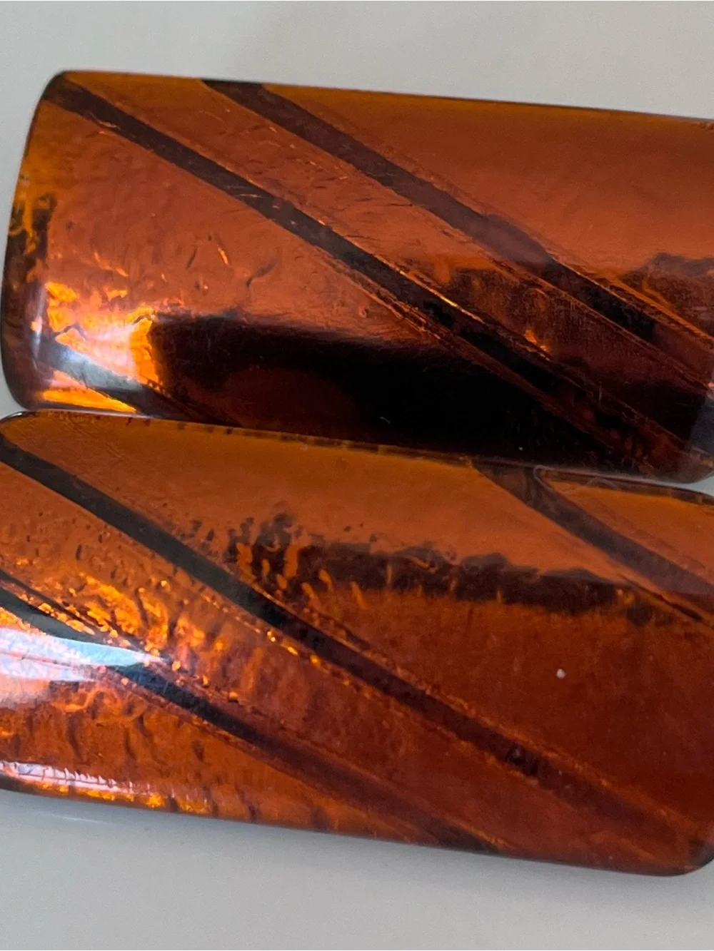 Amber Brown Pair of Pierced Earrings Vintage Large